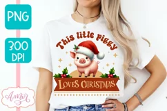 Piggy christmas design PNG, Cute Christmas sublimation Product Image 2