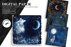 Wolf Wall Art Digital Paper Backgrounds Printable Scrapbook Product Image 1