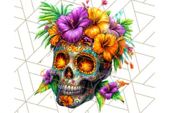 Bright Sugar Skull PNG Clipart, Halloween Colorful Skull Png Product Image 2