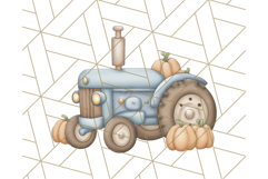Fall Tractor Clipart PNG, Vintage Tractors With Pumpkins Product Image 2