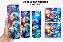 Florals Skinny Tumbler 20oz Wrap Design, Winter Tumbler PNG Product Image 1