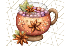 Fall Drink Clipart PNG, Cozy Autumn Cocoa and Latte Art Product Image 2