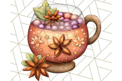 Fall Drink Clipart PNG, Cozy Autumn Cocoa and Latte Art Product Image 2