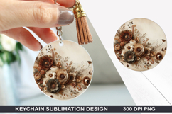 Flower Keychain Sublimation - Autumn Keychain PNG Design Product Image 1