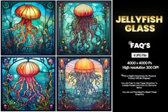 Jellyfish Stained Glass Square Coaster - 04 Variations Product Image 2