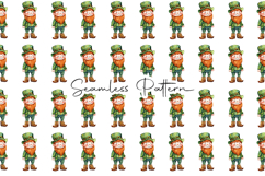 St. Patrick's Day Seamless Patterns - Leprechaun &amp; Clovers Product Image 6