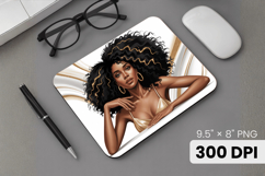 Afro Girl / Woman braided hair Mouse Pad, Black Queen PNG Product Image 1