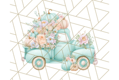 Vintage Truck Pumpkin and Fall Flowers PNG Clipart, Autumn Product Image 2