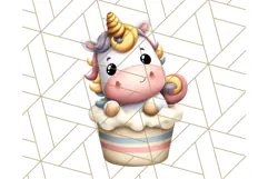 Cute Dessert Unicorn PNG Clipart with Cupcakes & Candies Product Image 2