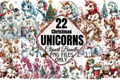 Christmas Unicorns Clipart Bundle Product Image 1