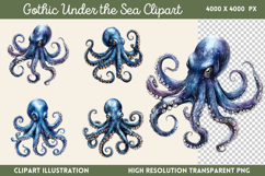 Gothic Under the Sea Clipart PNG Product Image 1