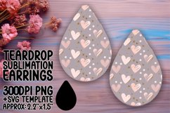 Playful Teardrop Earrings Template for Printing , Heart Product Image 1