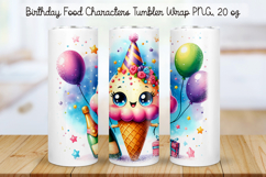 Birthday Food Character Tumbler Wrap PNG 20 oz Product Image 1