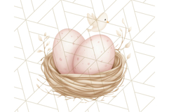 Pastel Pink Easter Bunny Egg and Flowers Clipart PNG Product Image 3