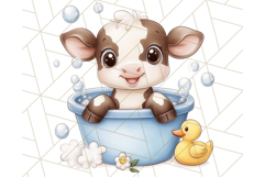 Farm Animal Babies in Bubble Bath PNG, Nursery Clipart Product Image 2