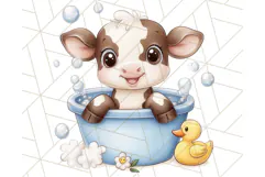 Farm Animal Babies in Bubble Bath PNG, Nursery Clipart Product Image 2