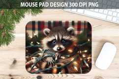 Christmas Raccoon Mouse Pad Sublimation - Animal PNG Design Product Image 1