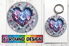 Cozy Circle Keychain Design PNG, 3D Heart Product Image 1