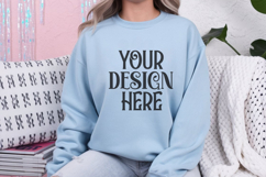 Light Blue Gildan 18000 Mockup, Gildan Sweatshirt Mockup Product Image 1