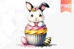 Easter Bunny And Cupcake Sublimation - Clipart PNG Product Image 1