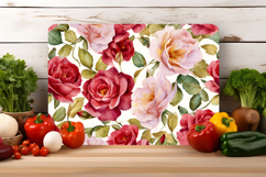 Watercolor Vintage Rose Flower Cutting Board | Cutting Board Product Image 2