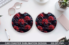 Flowers Car Coaster Sublimation| Flowers Coaster PNG Design Product Image 1