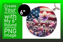 Whimsical Round Design Car Coaster Template , USA Flag Product Image 1