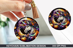 Unicorn Keychain Sublimation - Halloween Keychain PNG Design Product Image 1