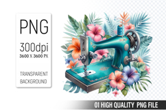Vintage Sewing Machine Clipart PNG, Vintage Craft Supplies Product Image 1