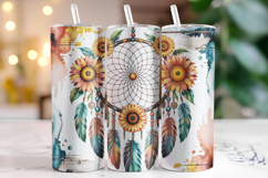 Sunflower Dream Catcher Tumbler Wrap | Sublimation | Tumbler Product Image 1
