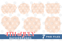 American 4th of July Cat Dog Paw Background Png DTF Bundle Product Image 1
