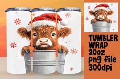 Cute Christmas Cow Tumbler Design - 20oz Watercolor Sublimat Product Image 1