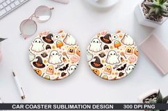 Ghost Car Coaster Sublimation | Halloween Coaster PNG Product Image 1