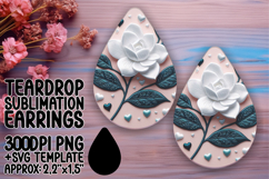 Dynamic Teardrop Earrings Template PNG , 3D Flower Product Image 1