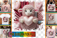 Playful TOTE BAG Sublimation Ideas, Valenines Animals Product Image 1