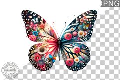 Vibrant Floral Butterfly Sublimation - Clipart PNG Design Product Image 1