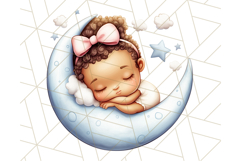 Sleeping Baby on Moon PNG, Cute Night Sky Baby Clipart Png Product Image 2