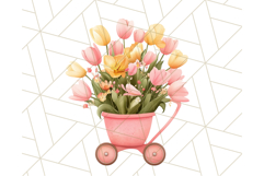 Pastel Watercolor Spring Clipart, Cheerful Floral Png Design Product Image 4