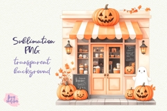 Cafe Entrance PNG Halloween Ghost Cafe Clipart Sublimation Product Image 2
