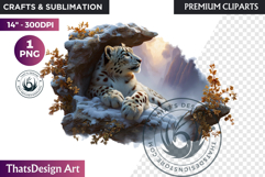 Leopard Watercolor Arctic Winter Animal Clipart Wildlife PNG Product Image 1