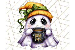 Ghost Café PNG Clipart, Cute Ghost Baristas Halloween Treats Product Image 2