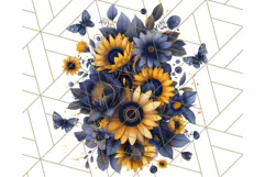 Sunflower and Butterfly PNG Clipart, Bright Jewel Tones Png Product Image 2