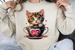 Valentines Day Kitty Cups Clipart PNG Product Image 1