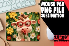 Whimsical 3D Cow Sublimation Mouse Pad Product Image 1