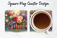 Florals Books Mug coaster | Coaster | Sublimation Design Product Image 1