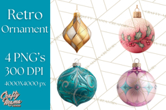 Retro Ornament Clipart PNG, Vintage Christmas Clip Art Product Image 1