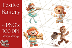 Cozy Christmas Bakery Gingerbread Clip Art PNG Festive Mini Product Image 1