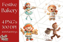 Cozy Christmas Bakery Gingerbread Clip Art PNG Festive Mini Product Image 1