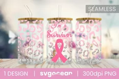 Leopard Breast Cancer Glass Can | PNG | 16 Oz | 20 Oz Libbey Product Image 1