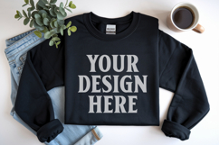 Black Gildan 18000 Folded Flat Lay Mockups Product Image 1